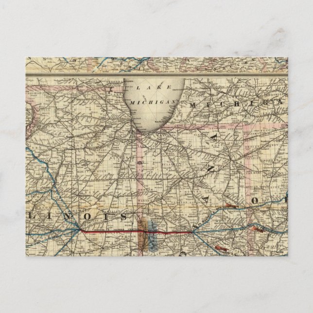 Postal Mapas mostrando la Indiana (Anverso)