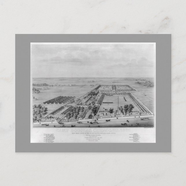 Postal Mapas postales-vintage-Camp Douglas (Anverso)
