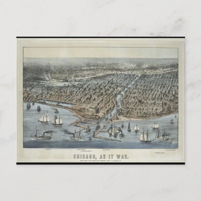 Postal Mapas postales-vintage-Chicago como en 1872 (Anverso)