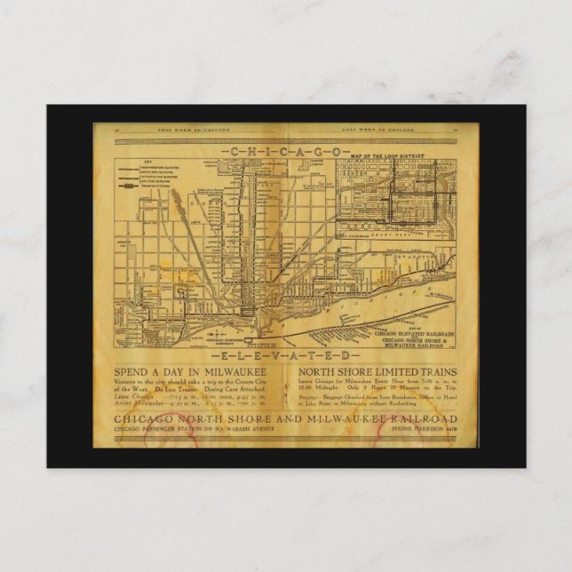 Postal Mapas postales-vintage-Chicago L Map (Anverso)