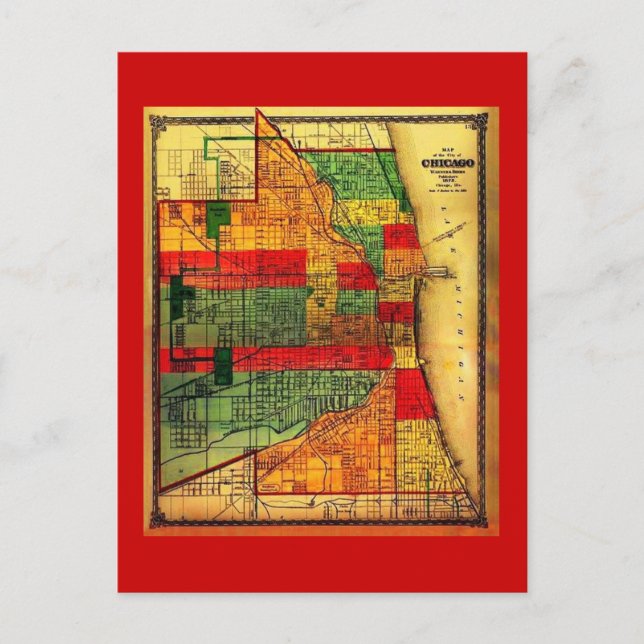 Postal Mapas Postcard-Vintage-Chicago 1875 (Anverso)