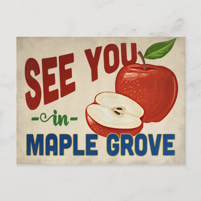 Postal Maple Grove Minnesota Apple - Viaje de época (Anverso)