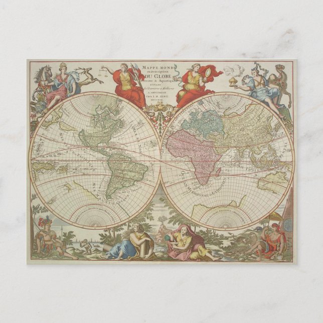 Postal Mappe Monde ou Description du Globe Terrestre & Aq (Anverso)
