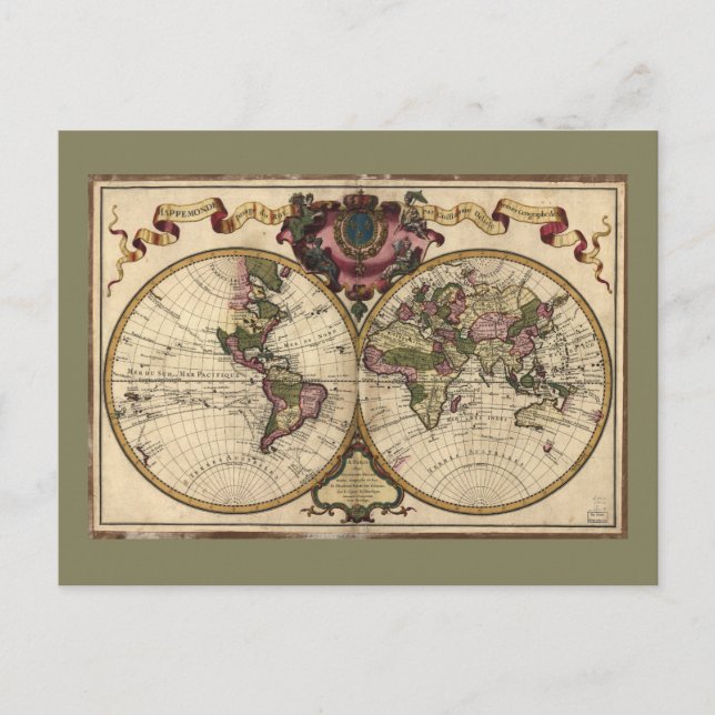 Postal Mappemonde a l'use du roy (Mapa Mundial 1720) (Anverso)