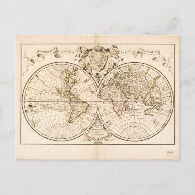 Postal Mappemonde a l'use du roy (Mapa Mundial de 1720) (Anverso)