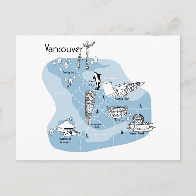 Postal Mapping Vancouver - Azul (Anverso)