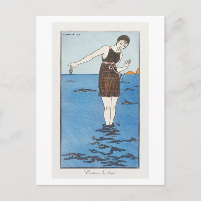 Postal Maqueta de baño Art Déco de Barbier (Anverso)