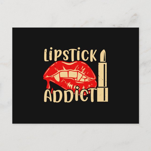 Postal Maquillaje - Adicta al lápiz labial (Anverso)