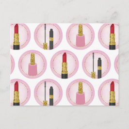 Postal Maquillaje Rosa Cosméticos Patrón Cosmetología