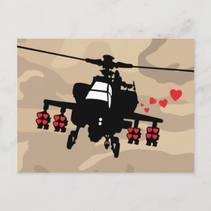 Postal Máquina de amor atacando a helicóptero
