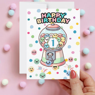 Postal Máquina de Chicles Divertida y Adorable, Cumpleaño