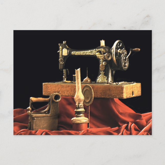 Postal Máquina de coser de época (Anverso)