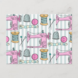 Postal Máquina de coser - Pink Crafts Sew
