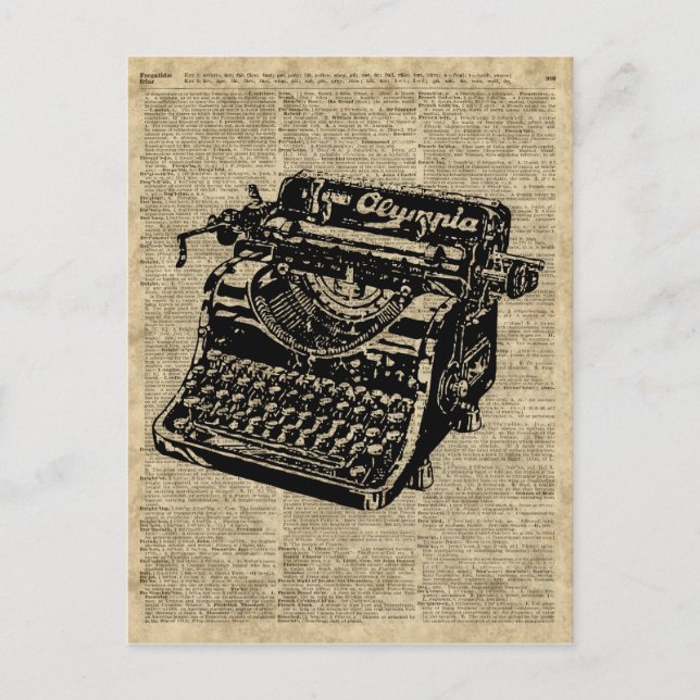 Postal Máquina de escribir de época en la página Dicciona (Anverso)