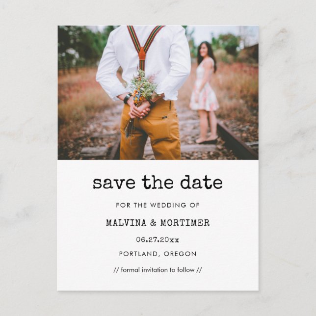 Postal Máquina de escribir de época Guardar foto de fecha (Anverso)