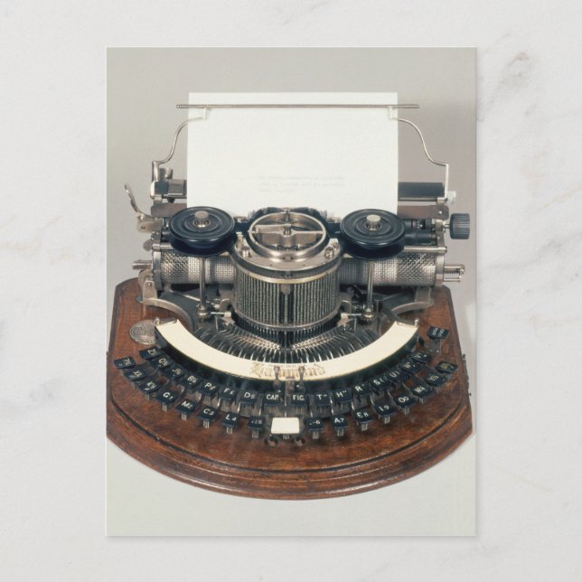 Postal Máquina de Hammond, con el teclado ideal (Anverso)