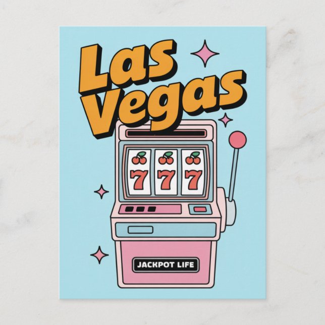 Postal Máquina Tragaperras Retro de Las Vegas Nevada Jack (Anverso)