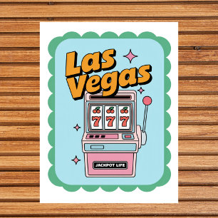 Postal Máquina Tragaperras Vintage de Las Vegas Nevada Ja