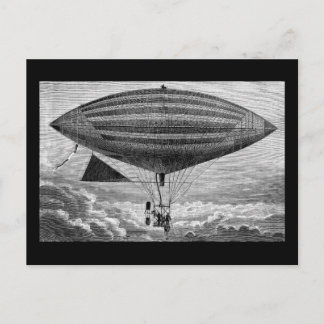 Postal Máquina Voladora Antigua Dirigible Aerostato Pos