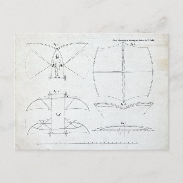 Postal Máquina voladora impulsada por el hombre por Sir G (Anverso)