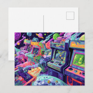 Postal Máquinas de Arcade Retro en el Espacio