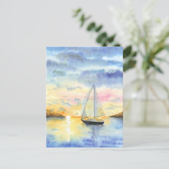 Postal Mar al atardecer (Anverso de pie)