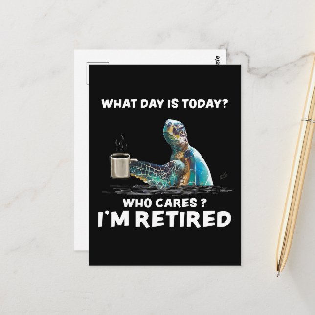 Postal Mar de la tortuga con café ¿Qué día es hoy quién s (Anverso/Reverso In Situ)