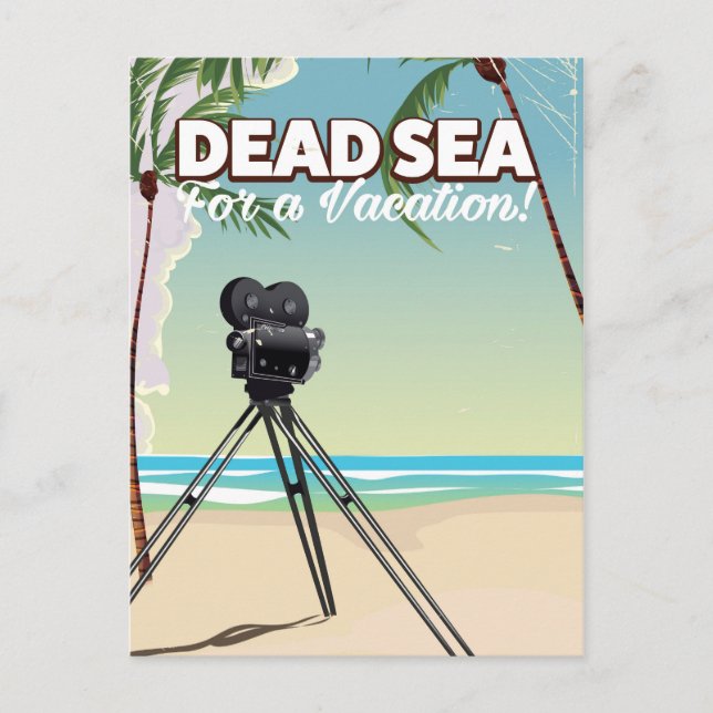 Postal ¡Mar Muerto para unas vacaciones! Cartel de viaje (Anverso)