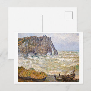 Postal Mar tempestuoso en Étretat Monet