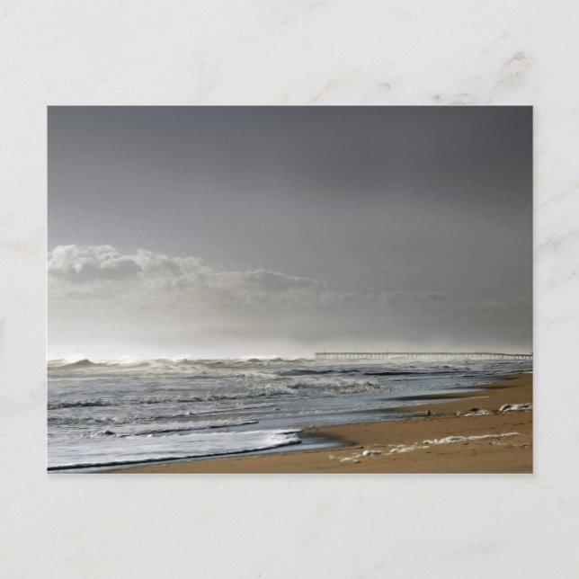 Postal Mar tormentoso, muelle lejano (Anverso)