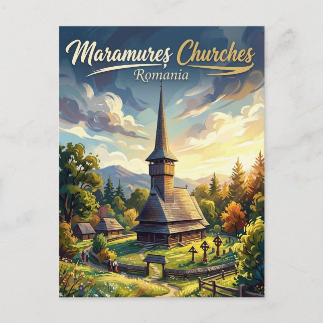 Postal Maramureș Wooden Churches Romania (Anverso)