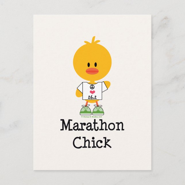 Postal Marathon Chick Peace Love 26.2 Postcard (Anverso)