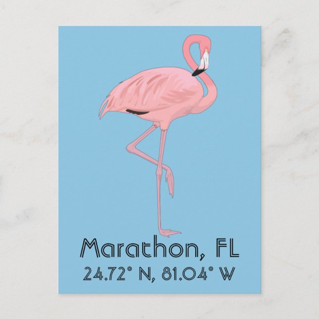 Postal Marathon FL Keys Flamingo Latiitude Longitud (Anverso)