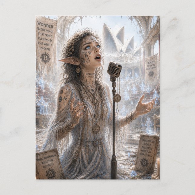 Postal Maravilla / Cantante / Escenario de la Ópera Austr (Anverso)