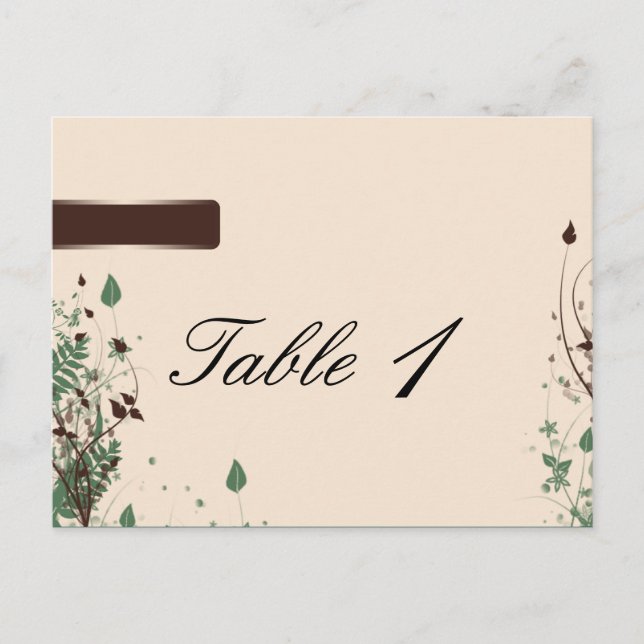 Postal Maravilla natural en número de tabla de Boda marfi (Anverso)