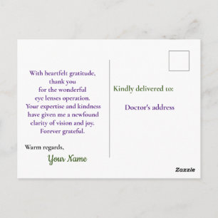 Postal maravillosa operación de lentes oculares