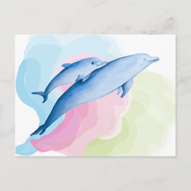 Postal Maravilloso mar con delfines (Anverso)