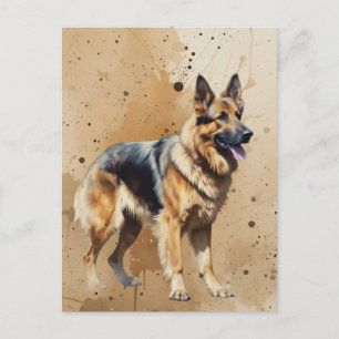 Postal Maravilloso perro pastor alemán animal mascota