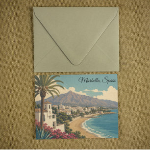 Postal Marbella España Viajes Vintage Playa Mediterránea