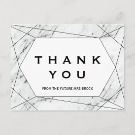 Postal Marble geométrico blanco y negro gracias