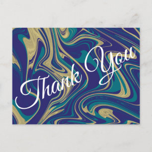 Postal Marble Liquid Faux Gold Blue Greenish Gracias