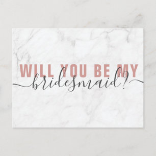 Postal Marble Rubor Script Bridesmaid (tarjeta de propues