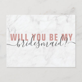 Postal Marble Rubor Script Bridesmaid (tarjeta de propues