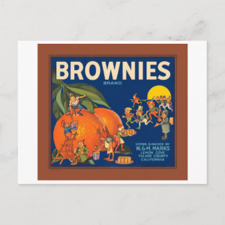 Postal Marca Brownies Etiqueta de tasa de fruta de color