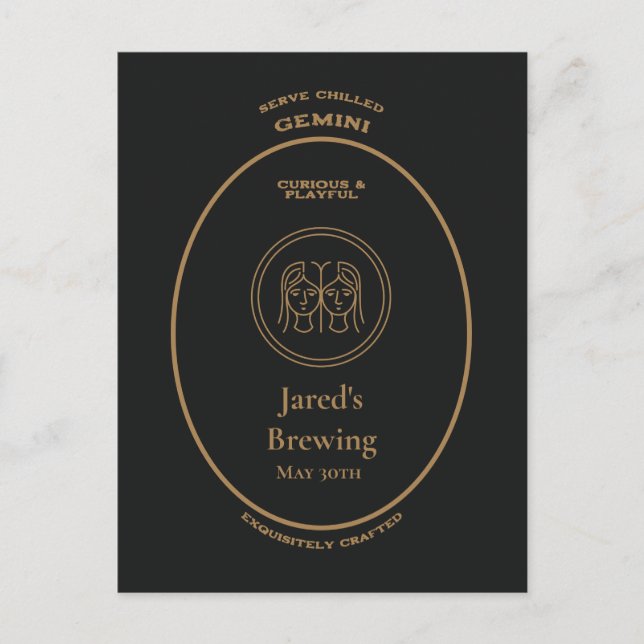 Postal Marca comercial, Rótulos Zodiac, personalizable Ge (Anverso)