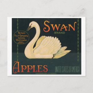 Postal Marca de Swan Manzanas Etiqueta De Tasa Vintage