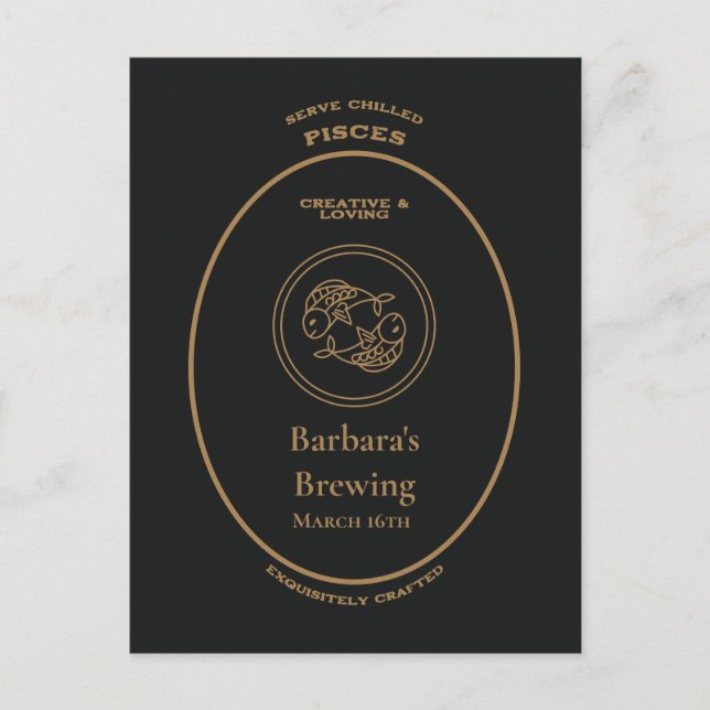 Postal Marca registrada, Signos del Zodiaco, Piscis perso (Anverso)