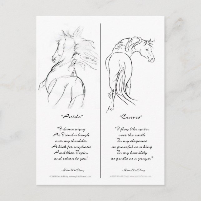 Postal Marcador "Aside" y "Curves" para caballos (Anverso)