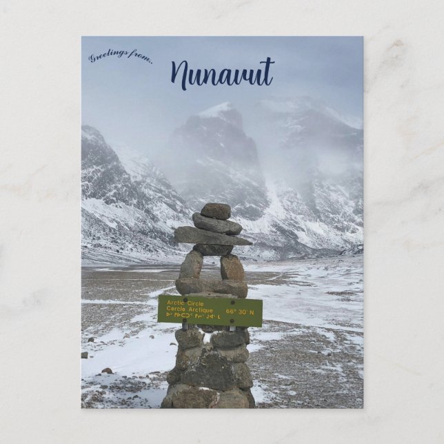 Postal Marcador del Círculo Ártico Nunavut Canadá (Anverso)