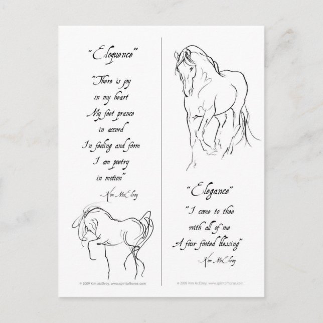 Postal Marcador elegante de caballos (Anverso)